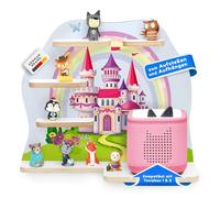 stadtecken Scaffale in legno adatto per Toniebox 1 e 2 I, adatto per circa 50 tonies, perfetta conservazione nella cameretta dei bambini, scaffale da appoggiare o appendere (castello da fiaba, con