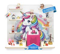 stadtecken Scaffale in legno per scatola musicale, adatto per Toniebox e circa 50 tonies, perfetta conservazione Tonie nella cameretta dei bambini, da appoggiare o appendere, mondo magico unicorno