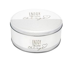 Städter 710207 Enjoy The Little Things - Contenitore per dolci, in latta stagnata, 22 cm, colore: Bianco