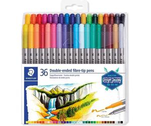 Staedtleler 3200 Pacchetto di 36 pennarelli con doppia punta - Resistente alla pressione - Colori assortiti NEW