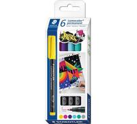 STAEDTLER Lumocolor 318 C6 - Pennarello Permanente Art, per Quasi Tutte Le superfici, indelebile e Impermeabile, Larghezza Linea: 0,6 mm, Lunga Durata, 6 pennarelli universali in Colori Assortiti