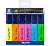 STAEDTLELER TEXTSURFER LASSIC 364 6 pennarelli fluorescenti - asciugatura rapida - corsa 1 - 5 mm ca. NEW
