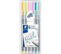 Staedtleler Triplus Fineliner 334 Confezione da 6 pennarelli punta fine - 0,3 mm - Inchiostro a base acqua - Colori assortiti - NEW