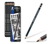 Matita di grafite tipo carboncino Mars Lumograph Black - 4 gradazioni - Staedtler - conf. 6 pezzi