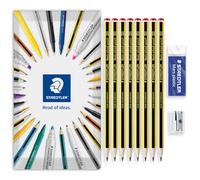 STAEDTLER 121 Noris School Pencil + gomma in plastica Mars + temperamatite in metallo a foro singolo | Confezione essenziale di 8 matite HB di grado in busta regalo | Ideale per il rientro a scuola