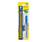 STAEDTLER 121SET BKD Noris School Graphite HB Pencil Student Stationery Set (confezione da 2 matite, penna blu, righello, gomma e temperino), nero