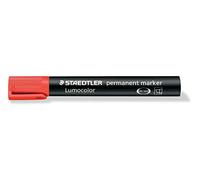 Marcatore Lumocolor Permanent 350 - punta a scalpello - Tratto da 2,0mm a 5,0mm - rosso - Staedtler