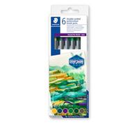 STAEDTLER 3001 Matite doppia punta acquerello - Set 6 colori caldi | Punta a pennello e punta fine, acquerellabili - per effetti acquerellati - Codice articolo 3001 C6-5