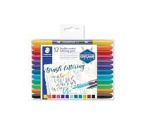 STAEDTLER 3004 Handlettering doppia punta - 12 colori, 1,0-6,0 mm | Punta a pennello larga e punta fine per penna in colori assortiti - hand lettering & bullet journal - Art.-Nr. 3004TB12A6