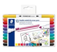 STAEDTLER 3010 - Pennarelli a doppia fibra, cancellabili a secco, 10 pennarelli a doppia fibra, 3010 TB10