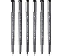 STAEDTLER 308 01-9 Pigment Liner Fineliner - Penna a punta fine da 0,1 mm, inchiostro nero, confezione da 6