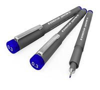 Staedtler 308 Pigment Liner Fineliner - 0,3 mm - Confezione da 3 - Blu