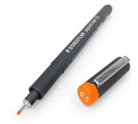 Staedtler 308 05-4 VE Pigment Liner (Fineliner con inchiostro pigmentato di alta qualità, impermeabile, resistente alla luce, larghezza della linea 0,5 mm, custodia con 10 pigmenti) arancione
