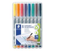 STAEDTLER 311 WP8 Lumocolor Non-Permanent Pen, Superfine Line Width, 0.4mm - Ass