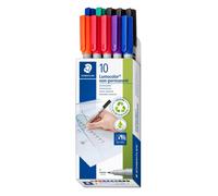 STAEDTLER 316 B10 Lumocolor Non-Permanent Pen, Fine Line Width, 0.6mm - Assorted
