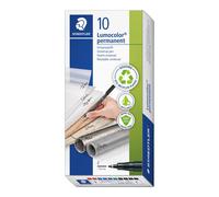STAEDTLER 318 B10 Lumocolor Permanent Pen, Fine Line Width, 0.6mm - Assorted Col