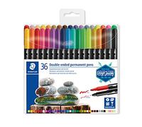 STAEDTLER 3187 Pennarelli permanenti doppia punta - 36 colori, 0,5 & 3,0 mm | Punte fine e larga permanenti in colori assortiti - design creativi, poster & hobby - Art.-Nr. 3187 TB36