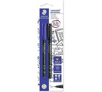 Staedtler 318ASBK2D Lumocolor Permanent F 0,6mm- Pennarelli, colore: Blu/Nero (Confezione da 2)