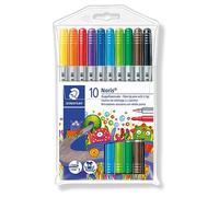STAEDTLER 320 penne Noris Club a doppia fibra NWP10 (punta robusta, a prova di impronta, lavabile, larghezza del tratto 1-3 mm, custodia con 10 penne assortite a doppia fibra) multicolori