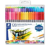 Staedtler 3200 Confezione da 120 pennarelli a doppia punta resistenti alla pressione colori assortiti