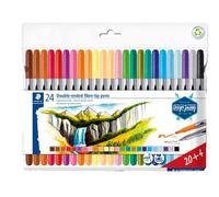 STAEDTLER Design Journey 3200 C24P - Penne colorate a doppia punta, spessore tratto 0,5-3,0 mm, 24 colori assortiti, confezione da 24