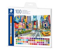 STAEDTLER 3200 Pennarelli e Penne Colorate a Doppia Punta, Valigetta da 100 - Pennarelli per Adulti e Bambini con 2 Punte, Larghezza del Tratto 3,0 mm 0,5-0,8 mm - 3200 C100P