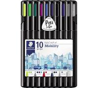 STAEDTLER 34 SB10MS Triplus Mobility, scatola da scrivania da 10 pezzi per lavoro in movimento, giallo, blu, verde, viola, rosso, nero
