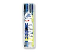 Staedtler-34 ST Set de Escritura con bolígrafo, Fino, portaminas y Marcador Fluorescente, Color negro, (34 SB4)