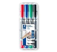 STAEDTLER 348C4 - Permanent Duo, punta fine 0,6 mm e media 1,5 mm, 4 colori