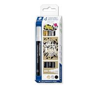 STAEDTLER 349 C4 Lumocolor - Pennarelli acrilici, tratto 2,4 mm, colori metallizzati assortiti, confezione da 4