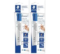 STAEDTLER 351-3 BKDA Lumocolor Pennarello per lavagna bianca, di colore blu, punta tonda, 1 pezzo (Confezione da 2)
