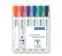 Staedtler 351 B WP6 Confezione Doppia Lumocolor - Pennarelli per lavagna bianca, punta a scalpello 2 x 6 pezzi in 2 aufstellbaren Staedtler scatole, colori assortiti Whiteboardmarker sortiert 6er Keilspitze