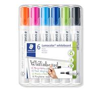 STAEDTLER 351 WP6-1 - Pennarelli per lavagna bianca Lumocolor, confezione da 6 colori assortiti