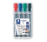 Staedtler 356 WP4 evidenziatore 4 pz Nero Blu Verde Rosso (Marker Lumocolor flipchart rund 2mm as) NEW