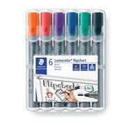 Staedtler Marcatore per lavagna a fogli mobili 356WP6 – punta tonda ricaricabile, 6 colori