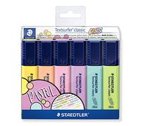Staedtler 364 CWP6 Textsurfer classic, evidenziatore Pastell (alta qualità Made in Germany, con ampia memoria di inchiostro per una lunga capacità di marcatura, custodia con 6 colori, pastello)