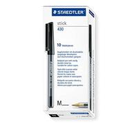 Staedtler 430 M-9 Penna a Sfera, nero, 10 Pezzi | Penne con cappuccio & clip, compensazione pressione anti-perdita - uso quotidiano - Art.-Nr. 430 M-9