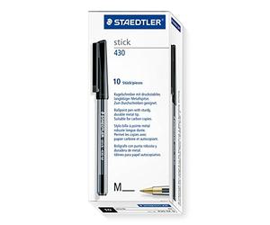 Staedtler 430 M-9 Penna a Sfera, nero, 10 Pezzi | Penne con cappuccio & clip, compensazione pressione anti-perdita - uso quotidiano - Art.-Nr. 430 M-9