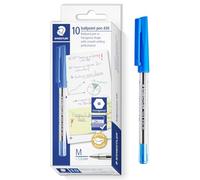STAEDTLER 430 M - Penna a sfera con punta liscia, punta media, confezione da 100 pezzi, inchiostro blu