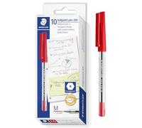 STAEDTLER 430 M - Penna a sfera con punta liscia, punta media, confezione da 100 pezzi, inchiostro rosso