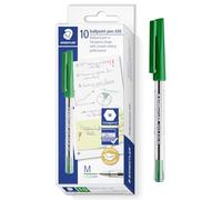 STAEDTLER 430 M - Penna a sfera con punta liscia, punta media, confezione da 100 pezzi, inchiostro verde