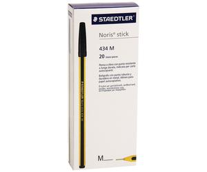 Staedtler 434 09 Noris Stick Penna a Sfera, 1 mm, Confezione da 20, Nero Single