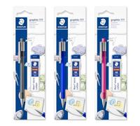 Staedtler 7775SBK25D Portamine Grafito 05 e Mina | Superficie Soft-Touch, gomma extra grande, mine HB - colori del fusto assortiti - Codice articolo 7775SBK25D