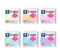Staedtler 8020-PX FIMO Effect - Pasta da modellare, 6 blocchi in colori pastello da 57 g, pasta morbida e termoindurente da cuocere in forno, per modellare gioielli e accessori decorativi, multicolore