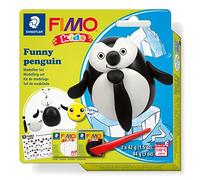 STAEDTLER 8035 18 FIMO Kids - Set di plastilina per Bambini Funny Penguin (Confezione da 2 Blocchi FIMO Kids, Adesivi e Strumenti di modellazione)