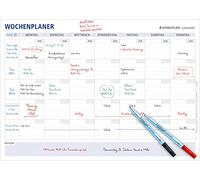 STAEDTLER Agenda settimanale Lumocolor, riutilizzabile, cancellabile a secco, formato DIN A1, in set di 2 penne Lumocolor correctable M rosso, nero e 2 morsetti per penna, 641 A1-1