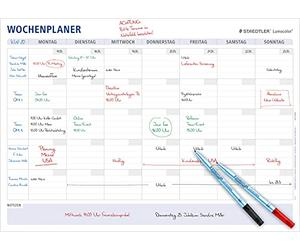STAEDTLER Agenda settimanale Lumocolor, riutilizzabile, cancellabile a secco, formato DIN A1, in set di 2 penne Lumocolor correctable M rosso, nero e 2 morsetti per penna, 641 A1-1