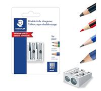 STAEDTLER 510 20 BK - Temperamatite doppio in metallo, 1 pezzo su blister, argento