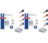 STAEDTLER classico temperino in metallo con lame in metallo, a due fori, 510 20 BK2 (Confezione da 2)