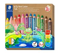 STAEDTLER Noris junior, 3-in-1 kleurpotlood, kleurpotloden, waskrijt en aquarels